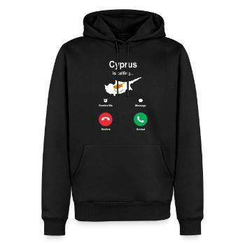 Chypre - Sweat à capuche Premium bio Homme - noir - Devant - Nico (187cm)