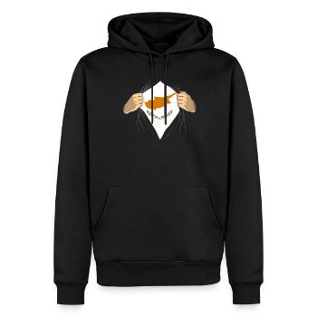 Chypre - Sweat à capuche Premium bio Homme - noir - Devant - Nico (187cm)