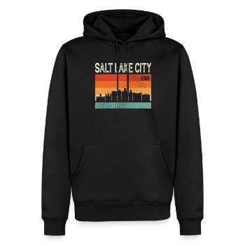 Salt Lake City Utah - Sweat à capuche Premium bio Homme - noir - Devant - Nico (187cm)
