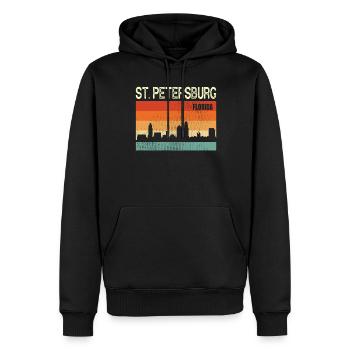 St Petersburg Floride - Sweat à capuche Premium bio Homme - noir - Devant - Nico (187cm)