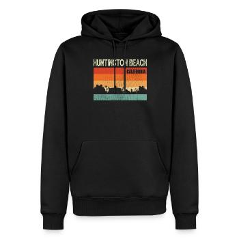 Huntington Beach Californie - Sweat à capuche Premium bio Homme - noir - Devant - Nico (187cm)