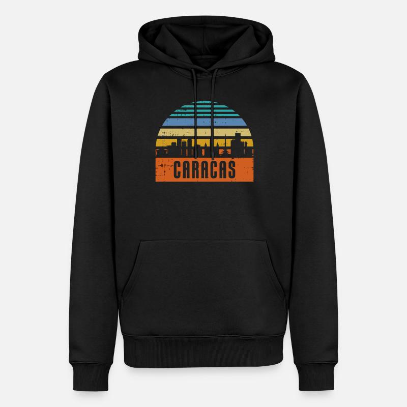 Ligne d’horizon de Caracas - Sweat à capuche Premium bio Homme - noir