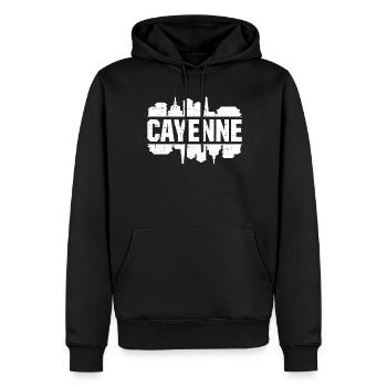 Horizon de Cayenne - Sweat à capuche Premium bio Homme - noir - Devant - Nico (187cm)