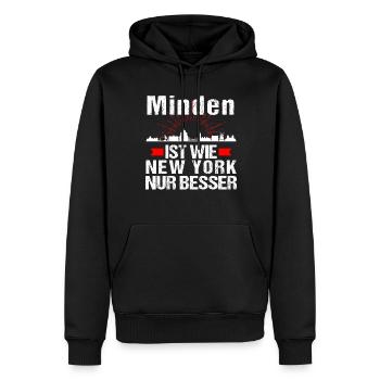 Minden Ist Wie New York Nur Besser - Männer Premium Bio Hoodie - Schwarz - Vorne - Nico (187cm)