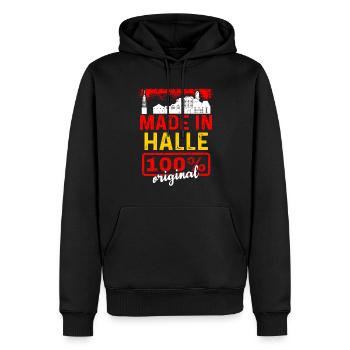 Kiel - Männer Premium Bio Hoodie - Schwarz - Vorne - Nico (187cm)
