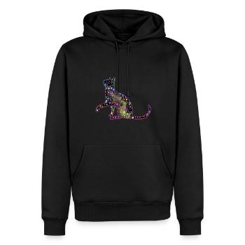 Bunte Katze - Männer Premium Bio Hoodie - Schwarz - Vorne - Nico (187cm)