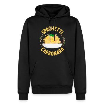 Spaghetti Carbonara | Amateurs de pâtes cuisiniers - Sweat à capuche Premium bio Homme - noir - Devant - Nico (187cm)