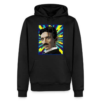 Nicola Tesla popart - Männer Premium Bio Hoodie - Schwarz - Vorne - Nico (187cm)