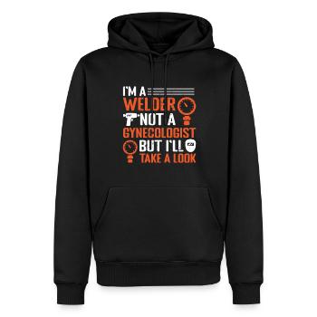 Welder Not A Gynecologist But Ill Take A Look - Männer Premium Bio Hoodie - Schwarz - Vorne - Nico (187cm)