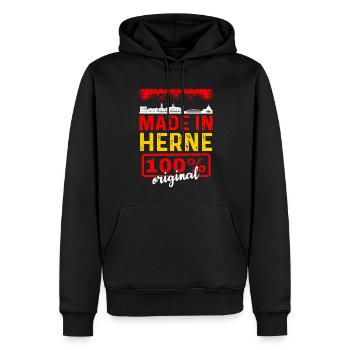 Herne - Männer Premium Bio Hoodie - Schwarz - Vorne - Nico (187cm)