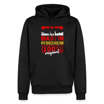 Pforzheim - Männer Premium Bio Hoodie - Schwarz - Vorne - Nico (187cm)