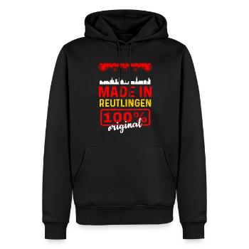 Reutlingen - Männer Premium Bio Hoodie - Schwarz - Vorne - Nico (187cm)