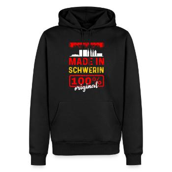 Schwerin - Männer Premium Bio Hoodie - Schwarz - Vorne - Nico (187cm)