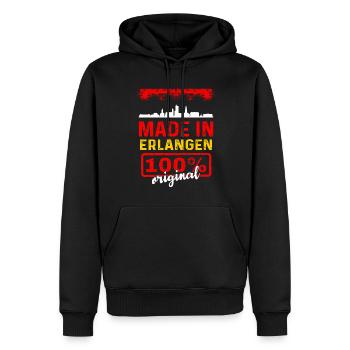 Erlangen - Männer Premium Bio Hoodie - Schwarz - Vorne - Nico (187cm)