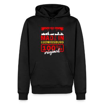 Ludwigsburg - Männer Premium Bio Hoodie - Schwarz - Vorne - Nico (187cm)