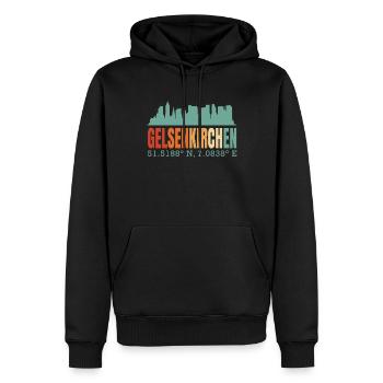 Gelsenkirchen - Männer Premium Bio Hoodie - Schwarz - Vorne - Nico (187cm)