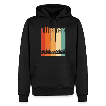 Lübeck - Männer Premium Bio Hoodie - Schwarz - Vorne - Nico (187cm)