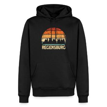 Regensburg - Männer Premium Bio Hoodie - Schwarz - Vorne - Nico (187cm)