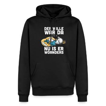 Der Wille War Da Nu Is Er Woanders - Männer Premium Bio Hoodie - Schwarz - Vorne - Nico (187cm)