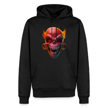Crâne rouge rieur - Sweat à capuche Premium bio Homme - noir - Devant - Nico (187cm)