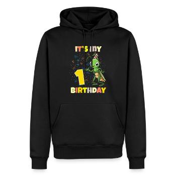 C’est ma sauterelle de 1er anniversaire - Sweat à capuche Premium bio Homme - noir - Devant - Nico (187cm)