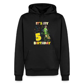 C’est ma sauterelle de 5ème anniversaire - Sweat à capuche Premium bio Homme - noir - Devant - Nico (187cm)