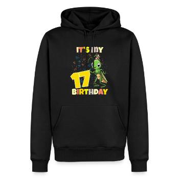 C’est ma sauterelle de 17 ans - Sweat à capuche Premium bio Homme - noir - Devant - Nico (187cm)
