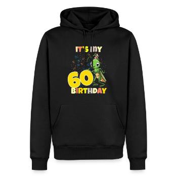 C’est ma sauterelle de 60 ans - Sweat à capuche Premium bio Homme - noir - Devant - Nico (187cm)