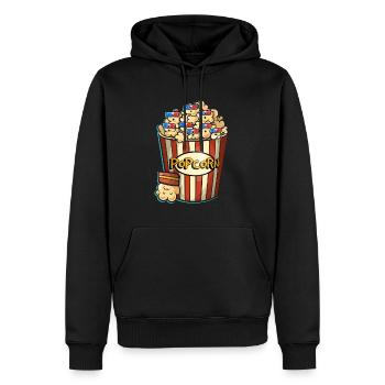 Popcorn - Männer Premium Bio Hoodie - Schwarz - Vorne - Nico (187cm)