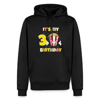 Es ist mein 3. Geburtstag - Männer Premium Bio Hoodie - Schwarz - Vorne - Nico (187cm)