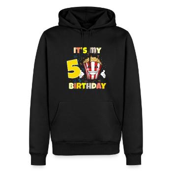 Es ist mein 5. Geburtstag - Männer Premium Bio Hoodie - Schwarz - Vorne - Nico (187cm)
