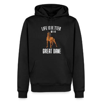 Dogue allemand - Sweat à capuche Premium bio Homme - noir - Devant - Nico (187cm)