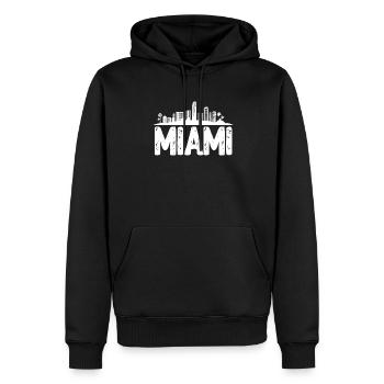 Miami Skyline - Männer Premium Bio Hoodie - Schwarz - Vorne - Nico (187cm)