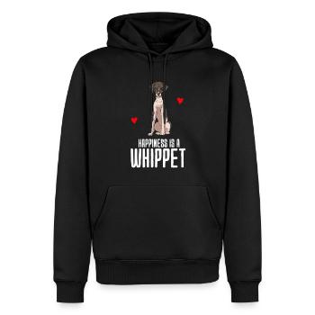 Whippet - Männer Premium Bio Hoodie - Schwarz - Vorne - Nico (187cm)