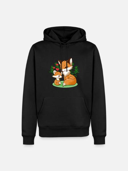 Fuchs Mama Baby - Männer Premium Bio Hoodie - Schwarz