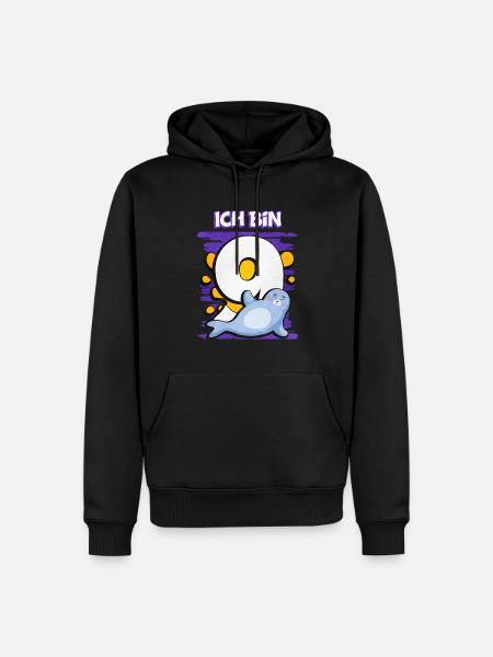 Ich Bin 9 Robbe - Männer Premium Bio Hoodie - Schwarz