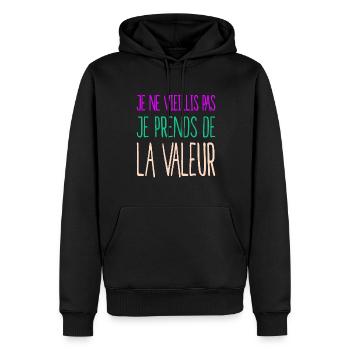 Célébrer l'âge et la sagesse femmes, filles - Sweat à capuche Premium bio Homme - noir - Devant - Nico (187cm)