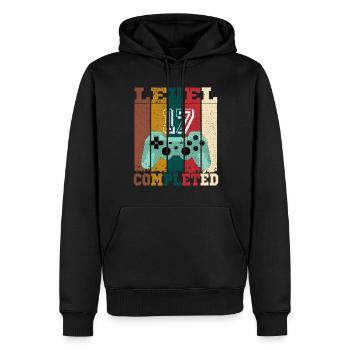 Level 17 abgeschlossen, Geburtstagsgeschenk 17 Jahre Gamer - Männer Premium Bio Hoodie - Schwarz - Vorne - Nico (187cm)