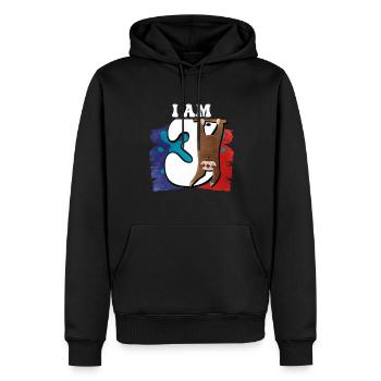 I am 3 sloth - Men’s Premium Organic Hoodie - black - Front - Nico (187cm)