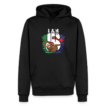 I am 5 sloth - Men’s Premium Organic Hoodie - black - Front - Nico (187cm)