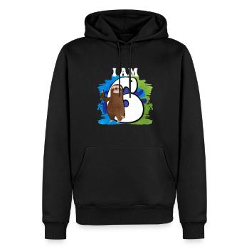 I am 6 sloth - Men’s Premium Organic Hoodie - black - Front - Nico (187cm)