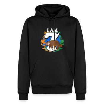 I am 7 sloth - Men’s Premium Organic Hoodie - black - Front - Nico (187cm)