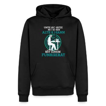 Unterschätze Nie Einen Alten Mann Mit Einem Funkge - Männer Premium Bio Hoodie - Schwarz - Vorne - Nico (187cm)