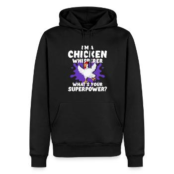 Poulets - Sweat à capuche Premium bio Homme - noir - Devant - Nico (187cm)