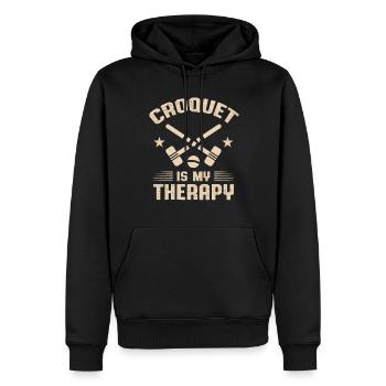 Krocket - Männer Premium Bio Hoodie - Schwarz - Vorne - Nico (187cm)