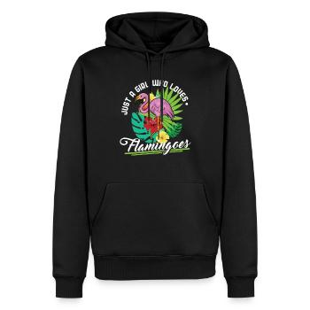 Flamingo Mädchen - Männer Premium Bio Hoodie - Schwarz - Vorne - Nico (187cm)