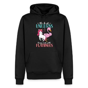 Flamingo Einhorn - Männer Premium Bio Hoodie - Schwarz - Vorne - Nico (187cm)