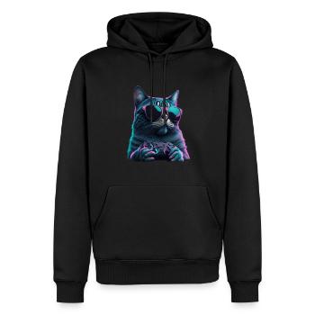 Gaming cat - Männer Premium Bio Hoodie - Schwarz - Vorne - Nico (187cm)