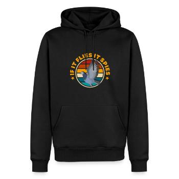 Taube - Männer Premium Bio Hoodie - Schwarz - Vorne - Nico (187cm)