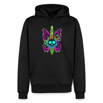 Totenkopf Schmetterling mit Dolch - Männer Premium Bio Hoodie - Schwarz - Vorne - Nico (187cm)